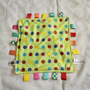Taggies Colorful Green Orange Polka Dots Lovey Security Blanket SO Soft 12"